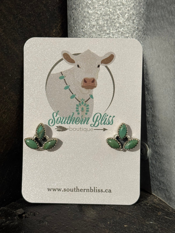 Turquoise & Sterling Silver Cluster Earrings