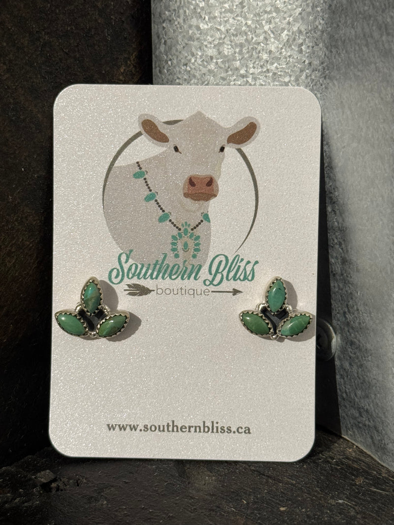 Turquoise & Sterling Silver Cluster Earrings