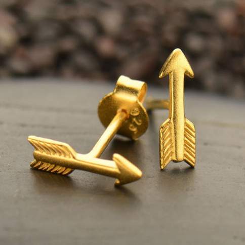 24K Gold Plated Sterling Silver Arrow Studs