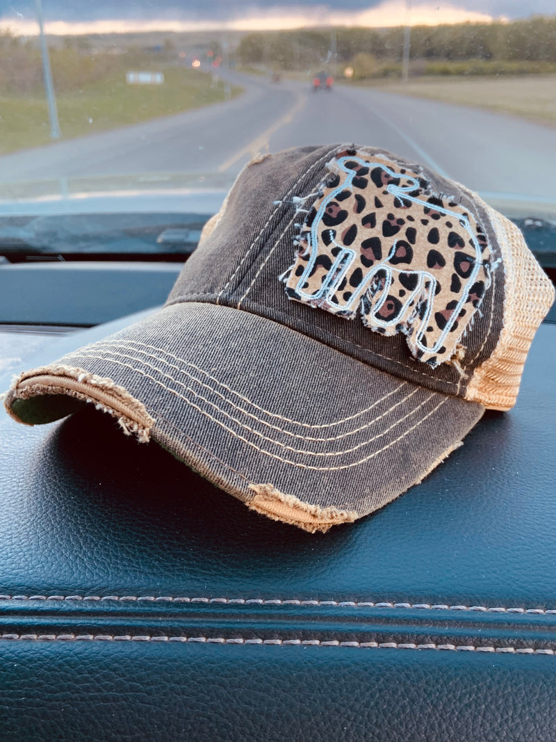 Distressed Leopard Hat